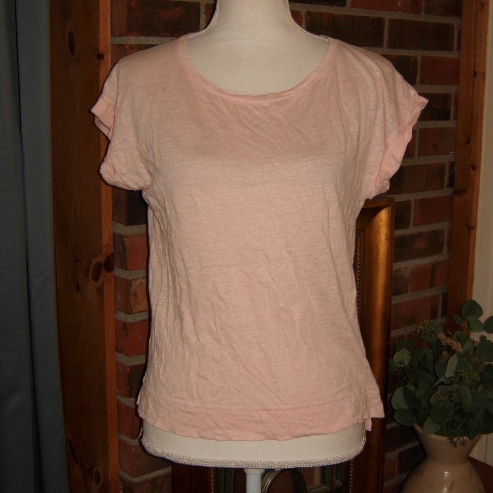 J. Crew 100% Linen Pink T-Shirt S